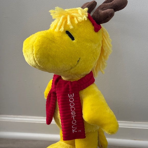 WOODSTOCK Reindeer Antlers Plush 2015 PEANUTS 22" Porch Stuffed Figure Christmas - Picture 1 of 11